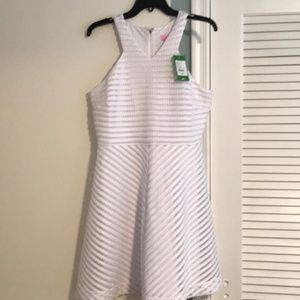 NWT Lilly Pulitzer White Crochet Striped  Dress